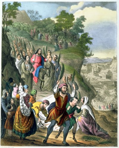 Ingresso trionfale di Cristo a Gerusalemme, da una Bibbia stampata da Edward Gover, 1870 da Siegfried Detler Bendixen